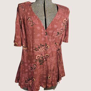 Torrid Floral Wrap Blouse